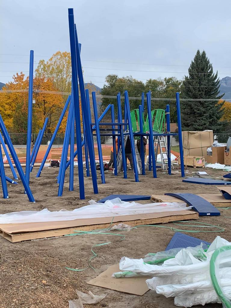 playground equipment being installed 