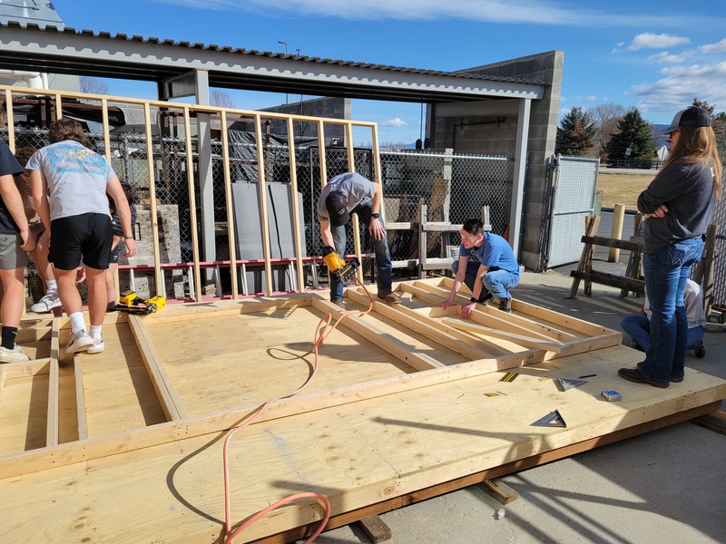 HHS Construction Tech students building a shed for auction 